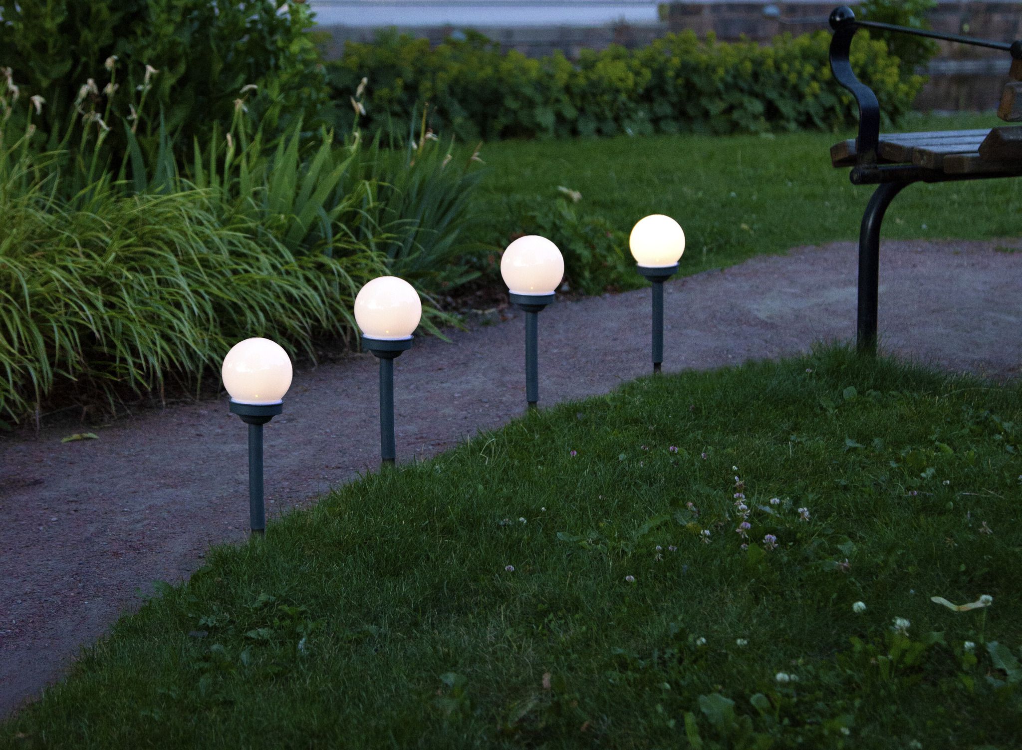 Solar Poller-Leuchte 4 Pack Globus - Weiss, Lichtfarbe Warmweiss