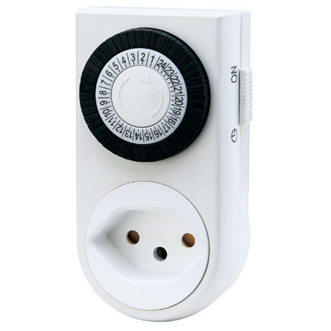 Timer meccanico - kürzeste Schaltzeit 30min. T12-T13, Indoor, 230V/10A, max. 2300W, weiss/schwarz, eingeschweisst=BULK