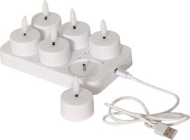 LED Teelicht 6 Pack Flamme Charge - Indoor, Weiss