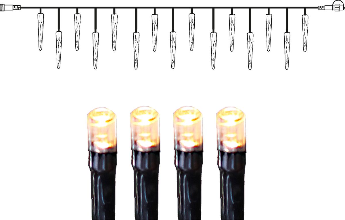 Luci Icicle Extra System Decor Sistema Extra - Schwarz, Warmweiss