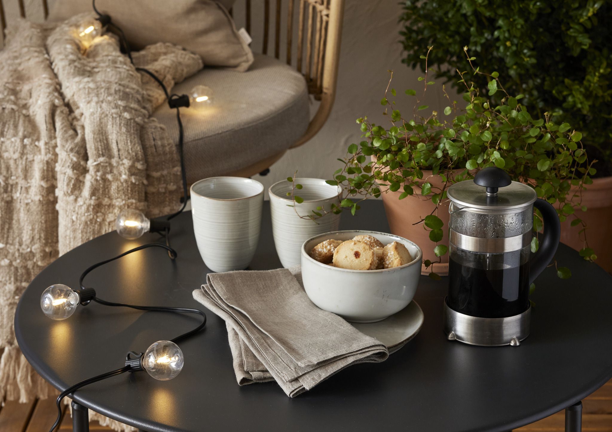 Solar Lichterkette Globe Mini - Indoor, Outdoor, Warmweiss, Schwarz