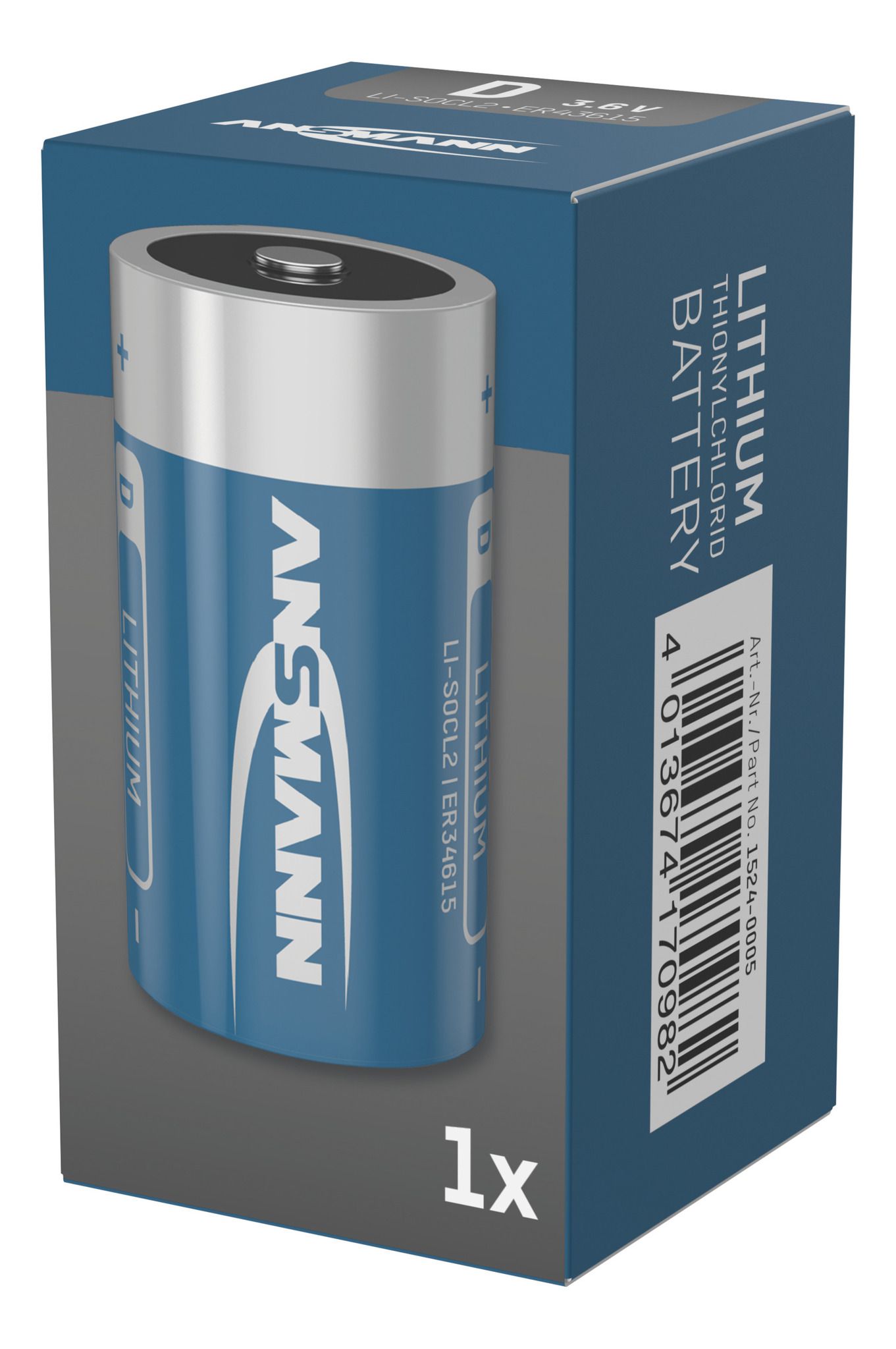 Lithium-Thionylchlorid Batterie ER34615 / D - 3.6V, 19000mAh