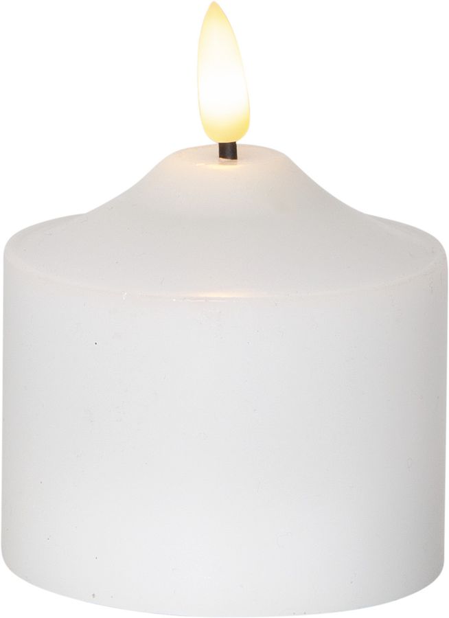 LED Pillar Kerze Flamme - Indoor, Weiss, 9.5cm Höhe, Timerfunktion