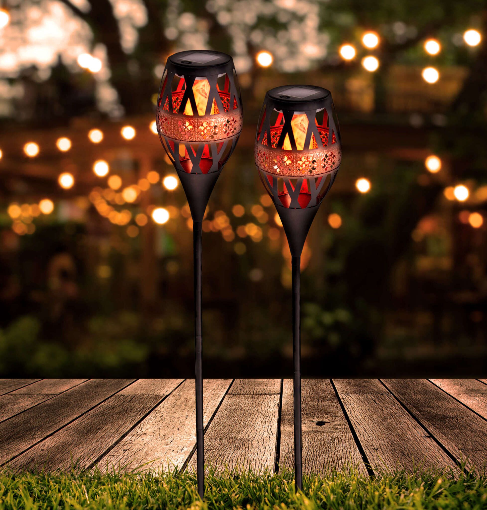 LED-Solar Erdspiess FLAMINIA - LED fest verbaut, IP44, Warmweiss