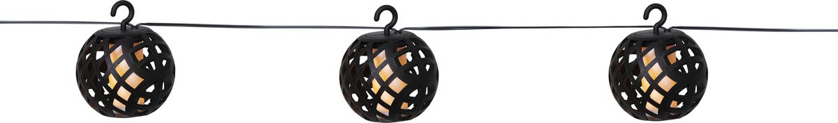 Solar Lichterkette Flame - Schwarz, Lichtfarbe Gelb