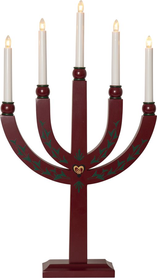 Kerzenleuchter Elias Tradition - IP20, Rot, Warmweiss