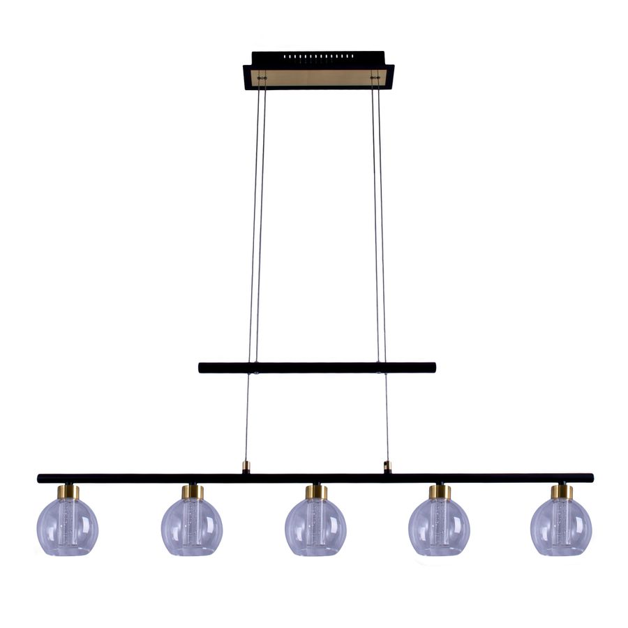 LED Glas-Pendelleuchte BRASS L: 90 cm / schwarz - LED fest verbaut, IP20, 76.5W, 230V