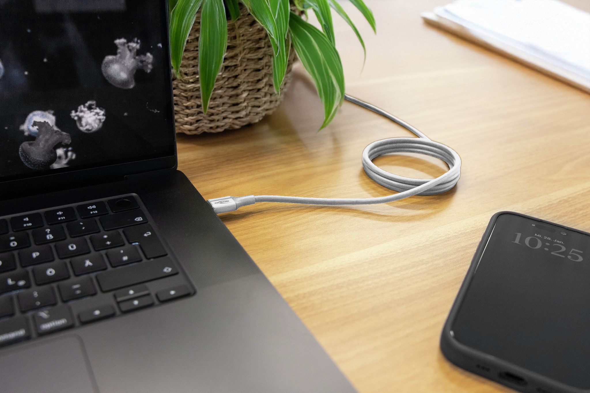 Magnetisches Silikonkabel USB-C auf USB-C, weiß, 120cm - Magnetisches Silikonkabel USB-C auf USB-C, weiß, 120cm