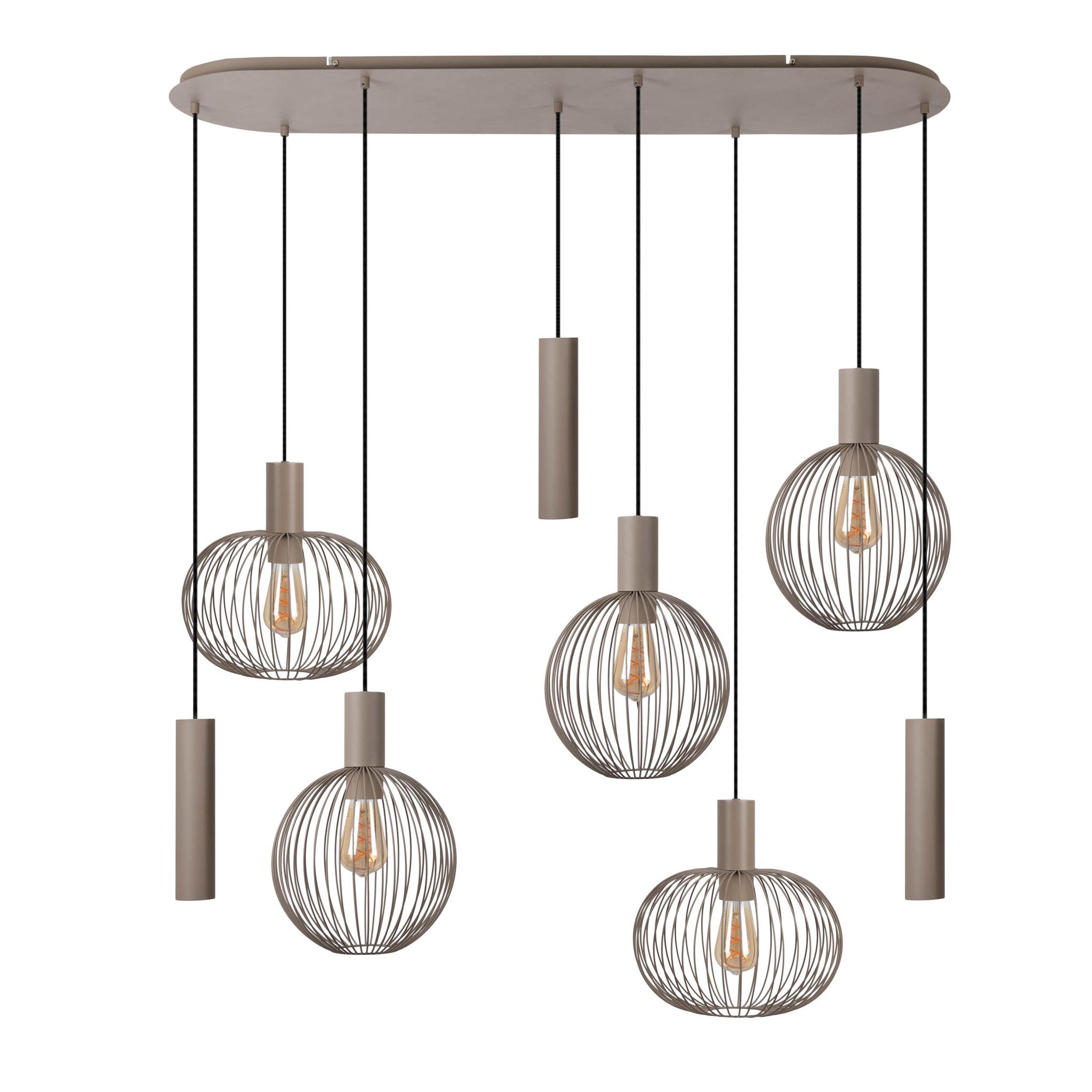8er Pendelleuchte  TARELLIO  L: 122cm beige - IP20, E27, Beige