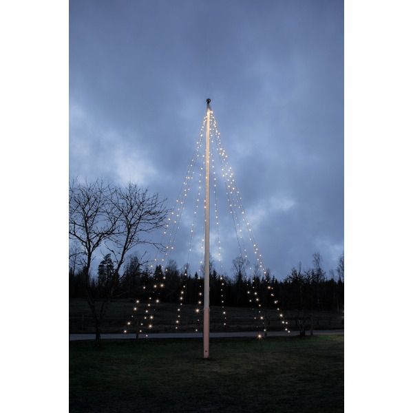 LED crispy white, Flagpole, 360 LEDs - Schwarz, 3000K, 10 strings à 1000cm