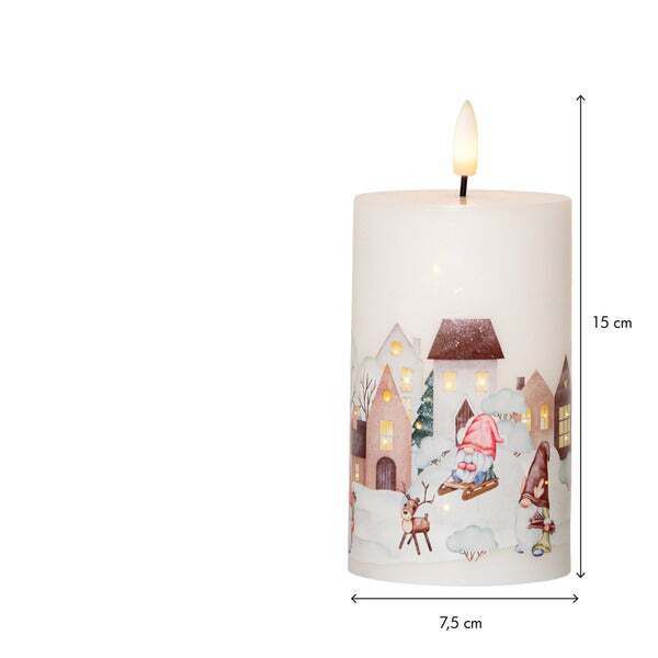 LED Pillar Kerze Flamme Winterland - Indoor, 15 cm Höhe,Timerfunktion