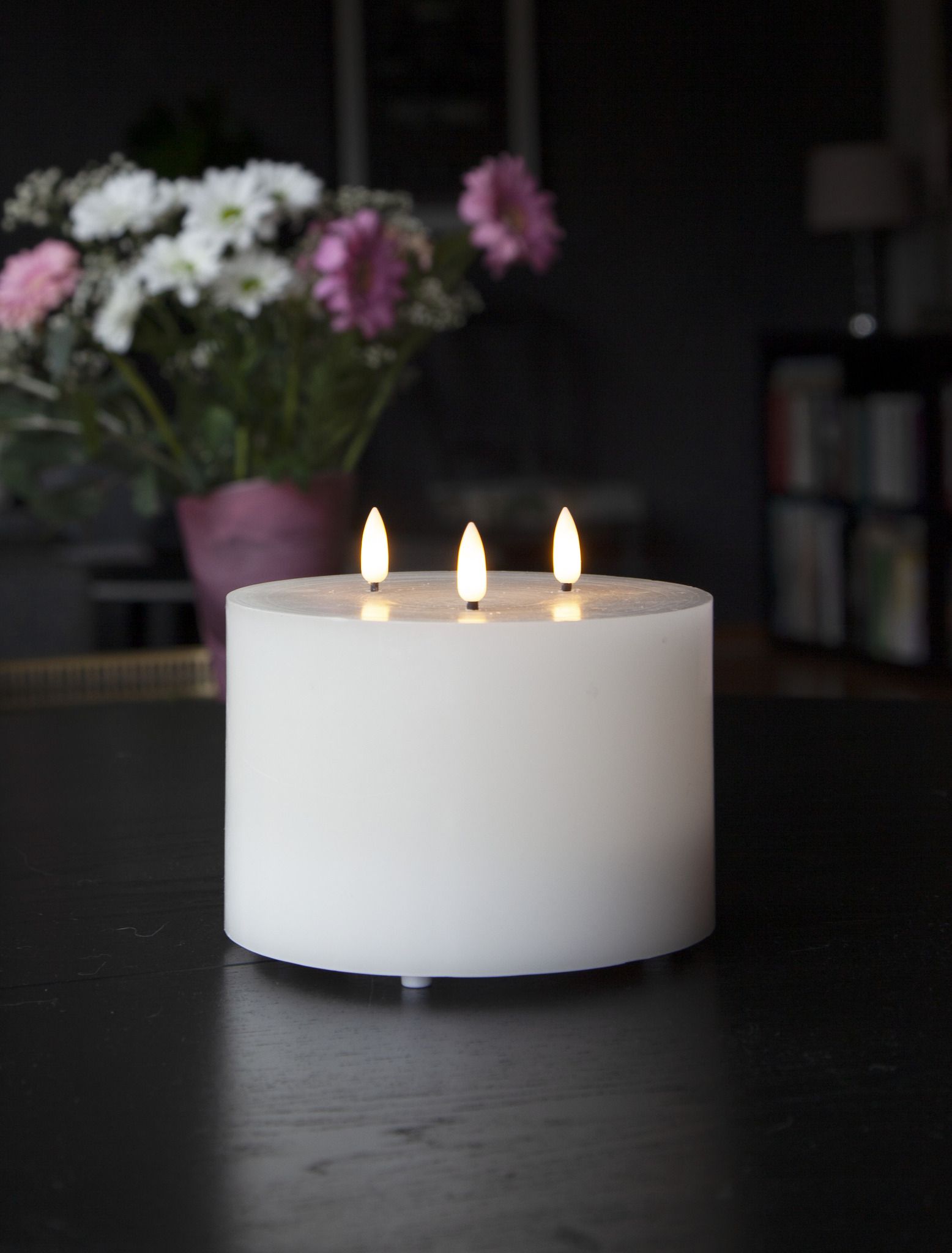 LED Pillar Kerze Flamme - Indoor, Weiss, 13cm, Timerfunktion