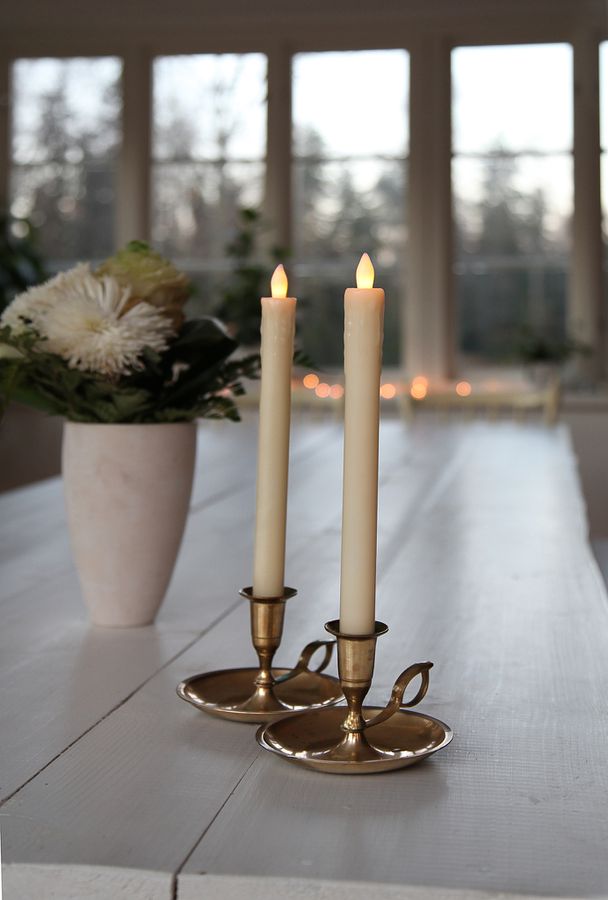 Candela di cena a LED 2-Set Press - Indoor, Champagne, 25cm Höhe, keine Timerfunktion