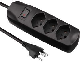 Fix Line Multipresa - 3xT13, 1.5m Kabel, H05VV-F 3G1mm2, schwarz, Kinderschutz