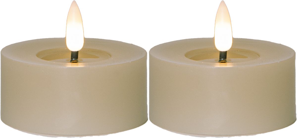 LED Teelicht 2 Pack Flamme Flow - Indoor, Beige, 5.5cm  Höhe, Timerfunktion