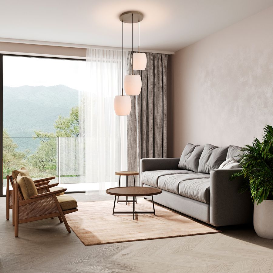 3er Pendelleuchte  NIRELIA  : 30cm beige - IP20, E27, Beige