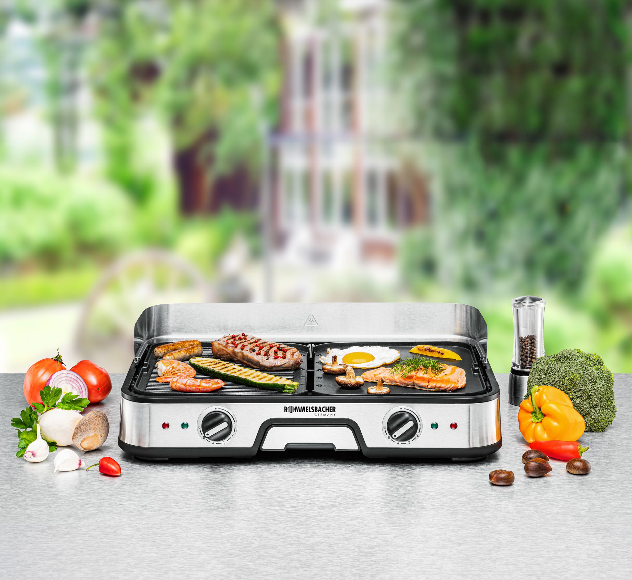 Tischgrill BBQ 2025 - 2000W, Edelstahl, Schwarz