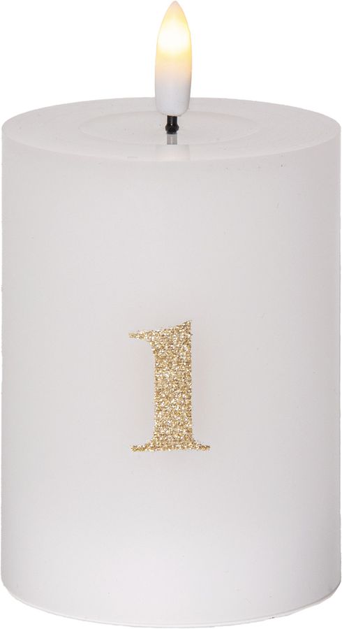 LED Pillar Kerze 4 pack Flamme Advent - Indoor, Weiss, 12.50 cm Höhe, Timerfunktion