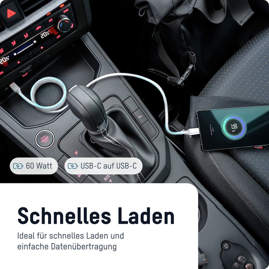 Magnetisches Silikonkabel USB-C auf USB-C, weiß, 120cm - Magnetisches Silikonkabel USB-C auf USB-C, weiß, 120cm