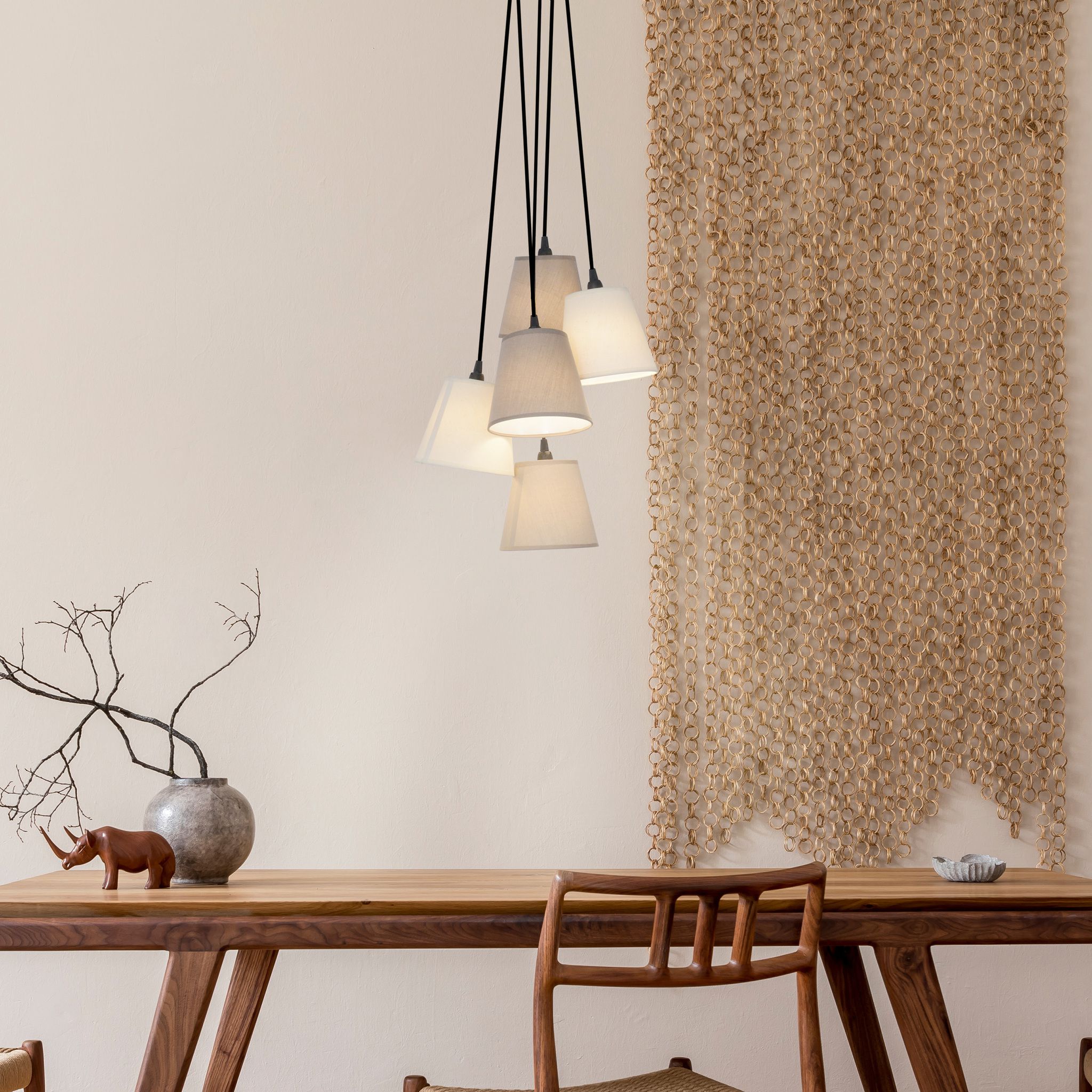 Textilpendelleuchte Boho - E14, 200W, IP20