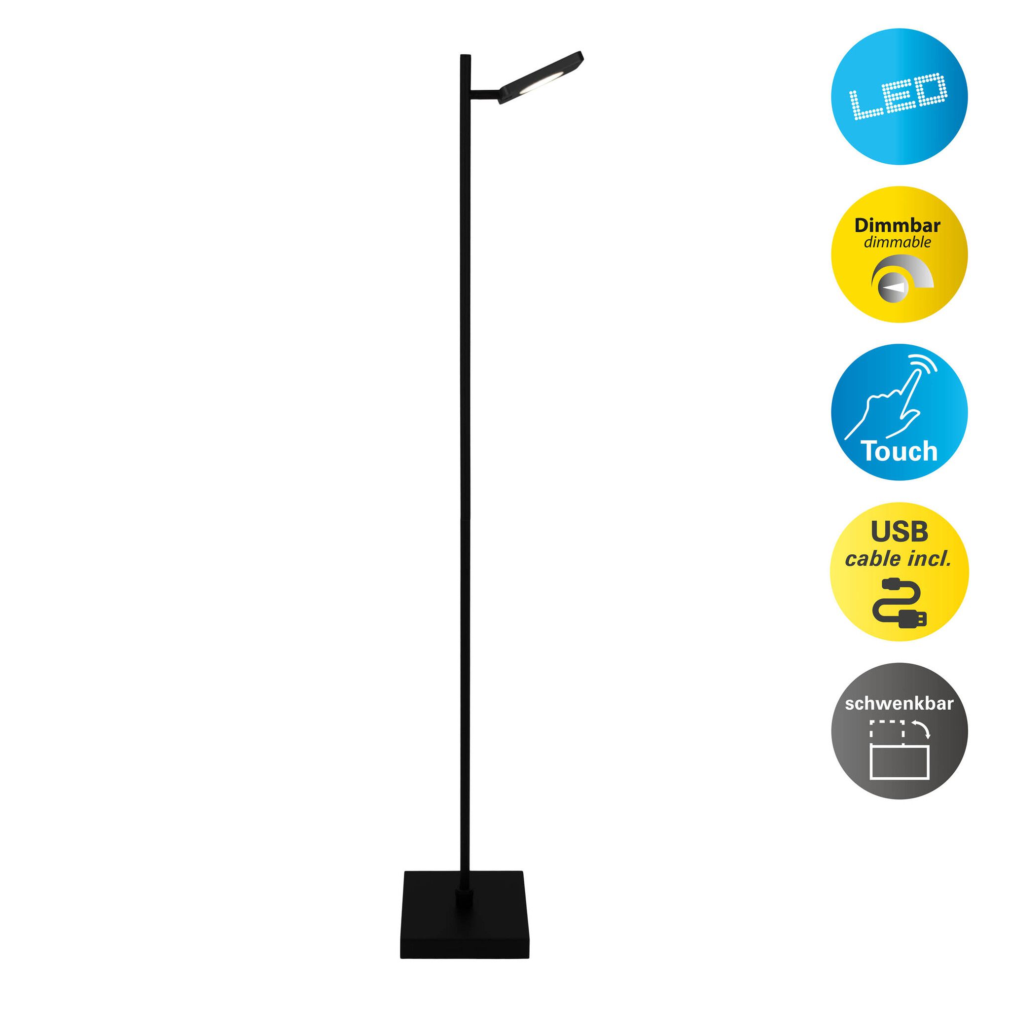 LED Akku- Stehleuchte LUPA H:135cm schwarz - 3000K, 500lm, 5W, IP20
