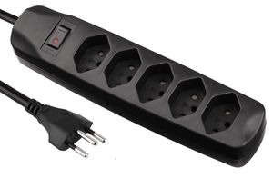 Fix-Line Steckdosenleiste 5xT13 - 5xT13, 1.5m Kabel, H05VV-F 3G1mm2, schwarz, Kinderschutz