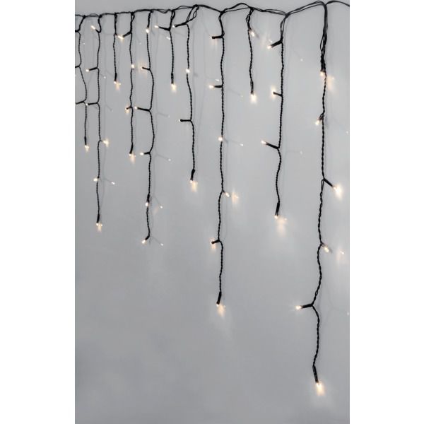 LED crispy white, Icicle Vorhang, 480 LEDs - Schwarz, 3000K, 1190cm x 55cm