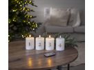 LED Pillar Kerze 4 pack Flamme Advent - Indoor, Weiss, 12.50 cm Höhe, Timerfunktion