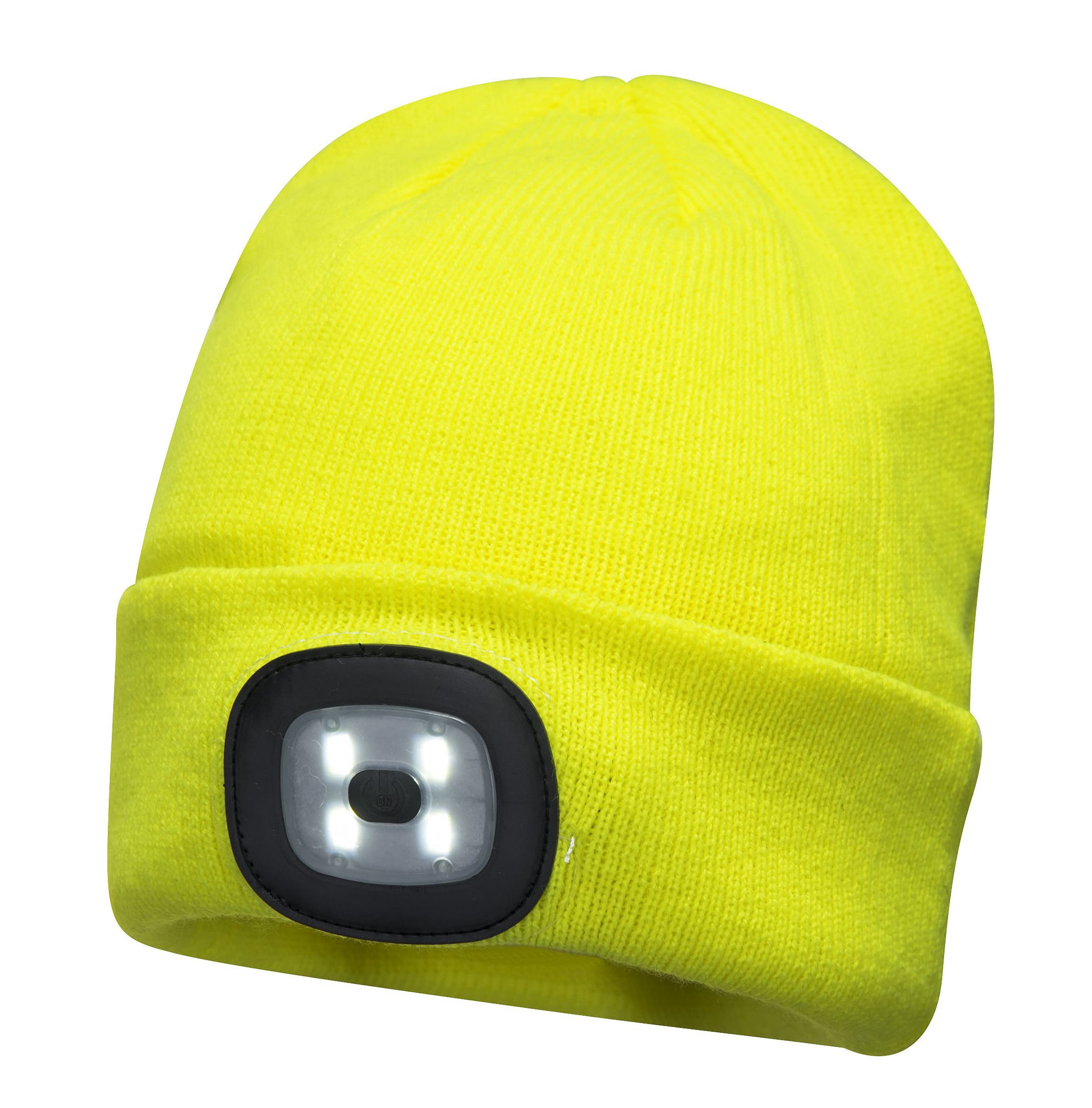 LED Wollmütze gelb, USB aufladbar - gelb, 150lm, inkl. USB-Akku, Blister Verpackung
