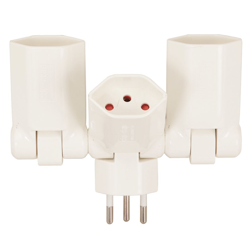 Presa multipla mobile Clip-Clap 3xT.13 - 3xT13, Stecker T12,180° einzeln klappbar, inkl. Kinderschutz