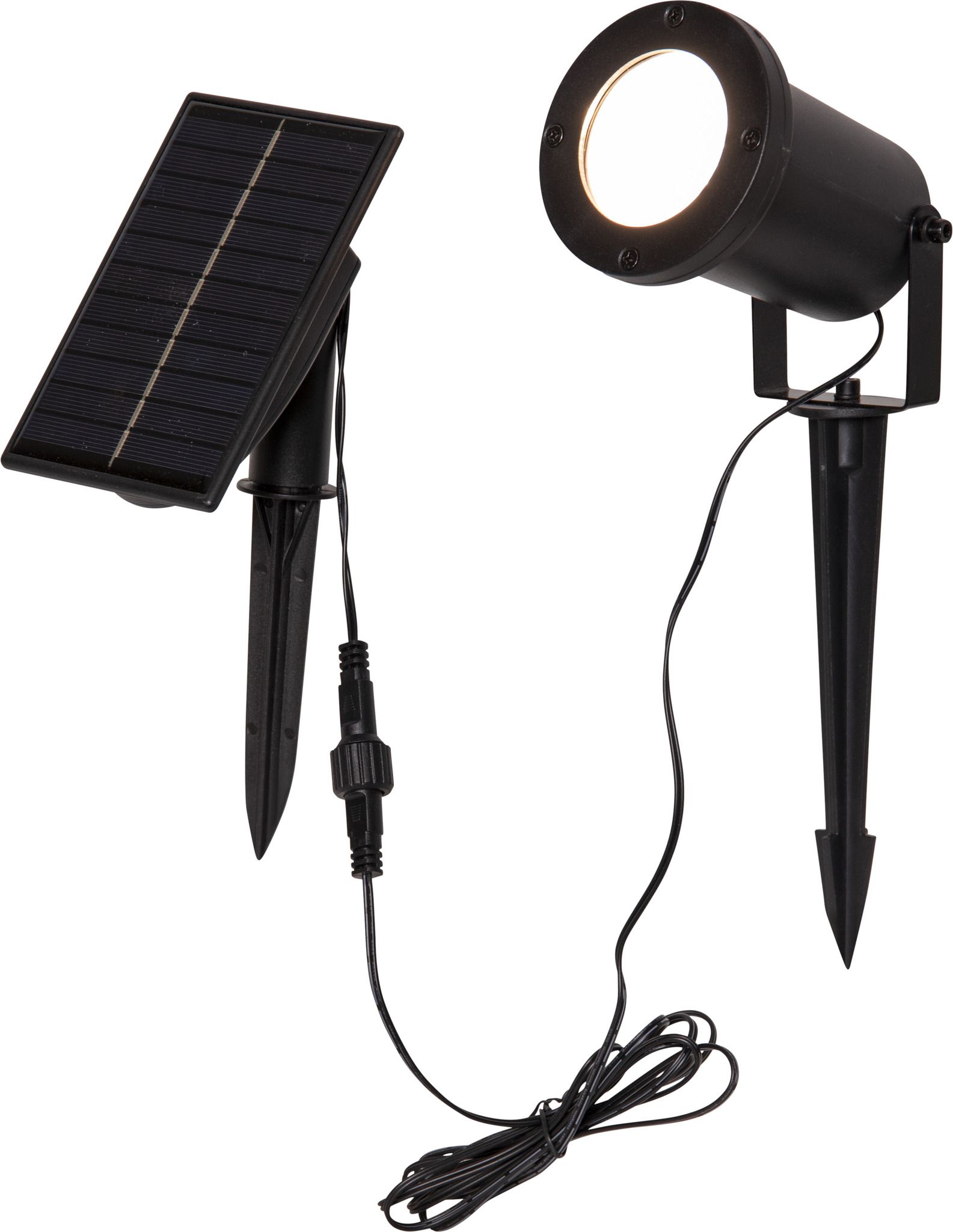 Solar Spotlight Powerspot - Indoor, Outdoor, Warmweiss, Schwarz