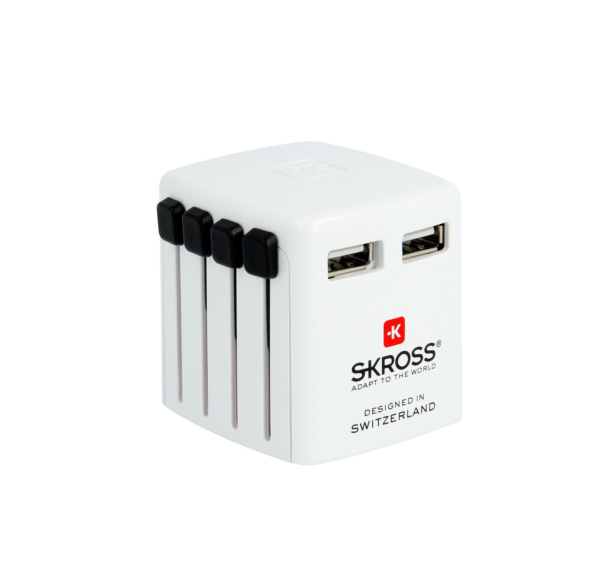 World USB Charger - Out: 2-Pol EU, UK, USA/Japan, AUS/China, 2xUSB-A 5.0V DC, max. 2.4A (shared), weiss