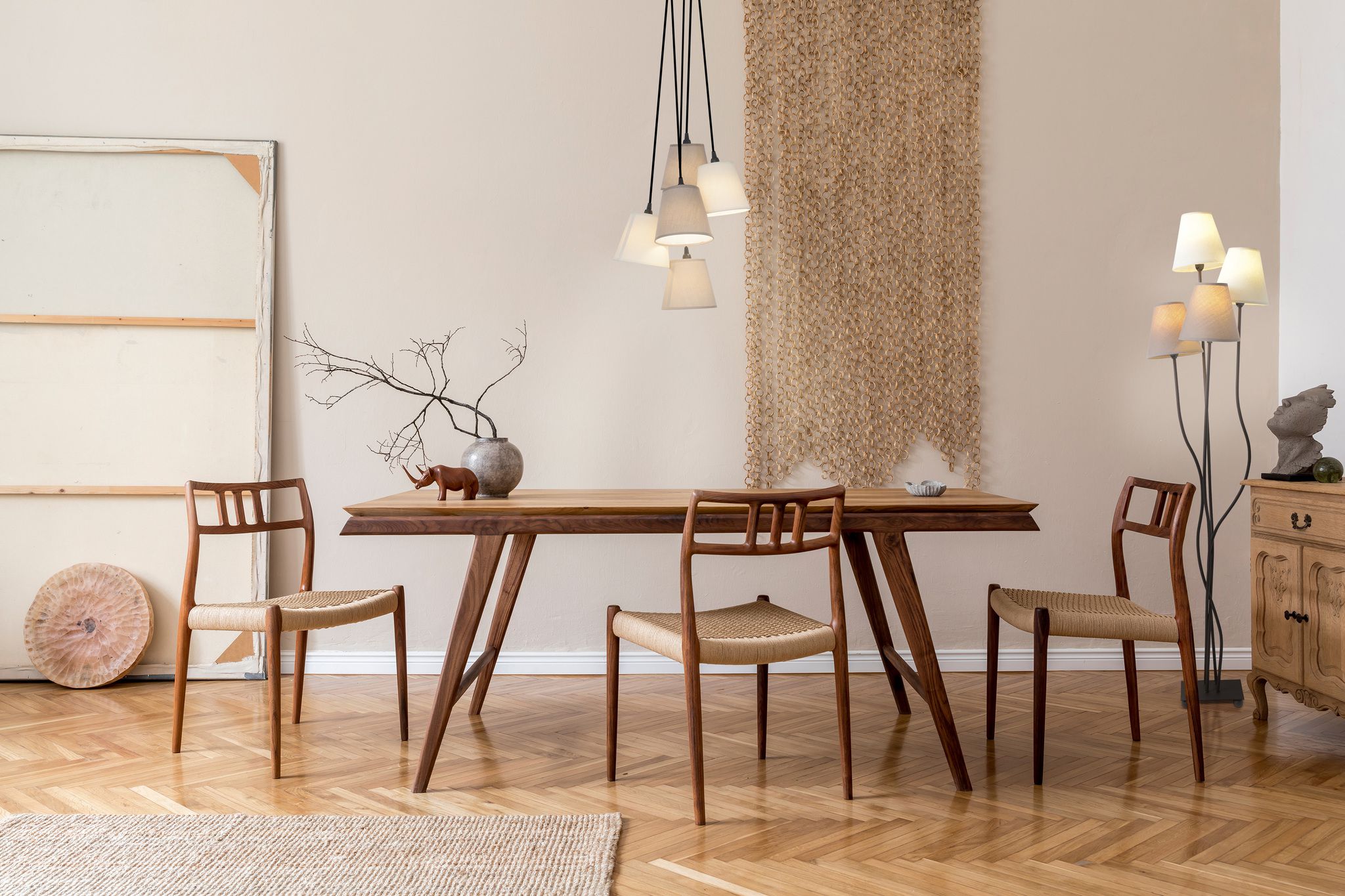 Textilpendelleuchte Boho - E14, 200W, IP20