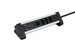 ALU DESKTOP USB-C - 4xT13, 1x USB-C / 2x USB-A max. 3.4A / PD 20W, 2.0m Zuleitung, schwarz
