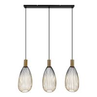 3er Pendelleuchte  WIRELLA  L: 90cm schwarz/gold - IP20, GU10, Schwarz-Gold