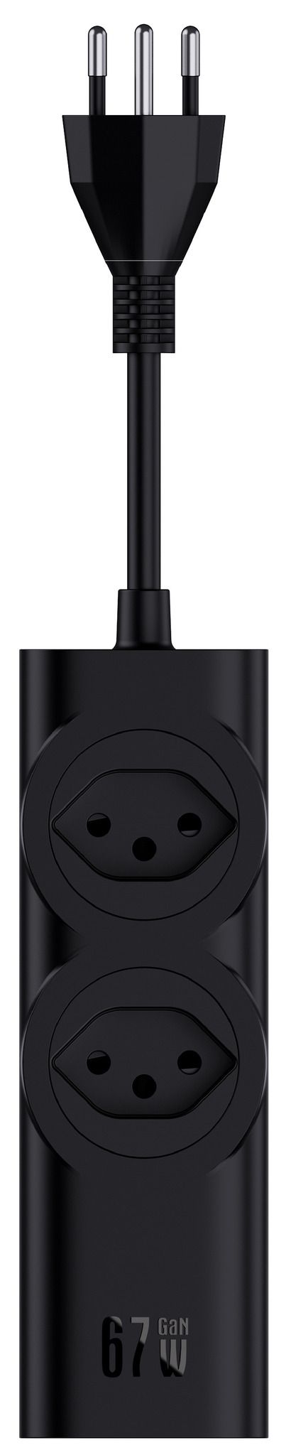 67W GaN Fast Charging Station - 2x T13, Out: USB-C1/ C2/ C3: 67W PD, C1+C2 shared: 45W + C3: 20W, USB-A: 5W, GaN, 2m Kabel, schwarz