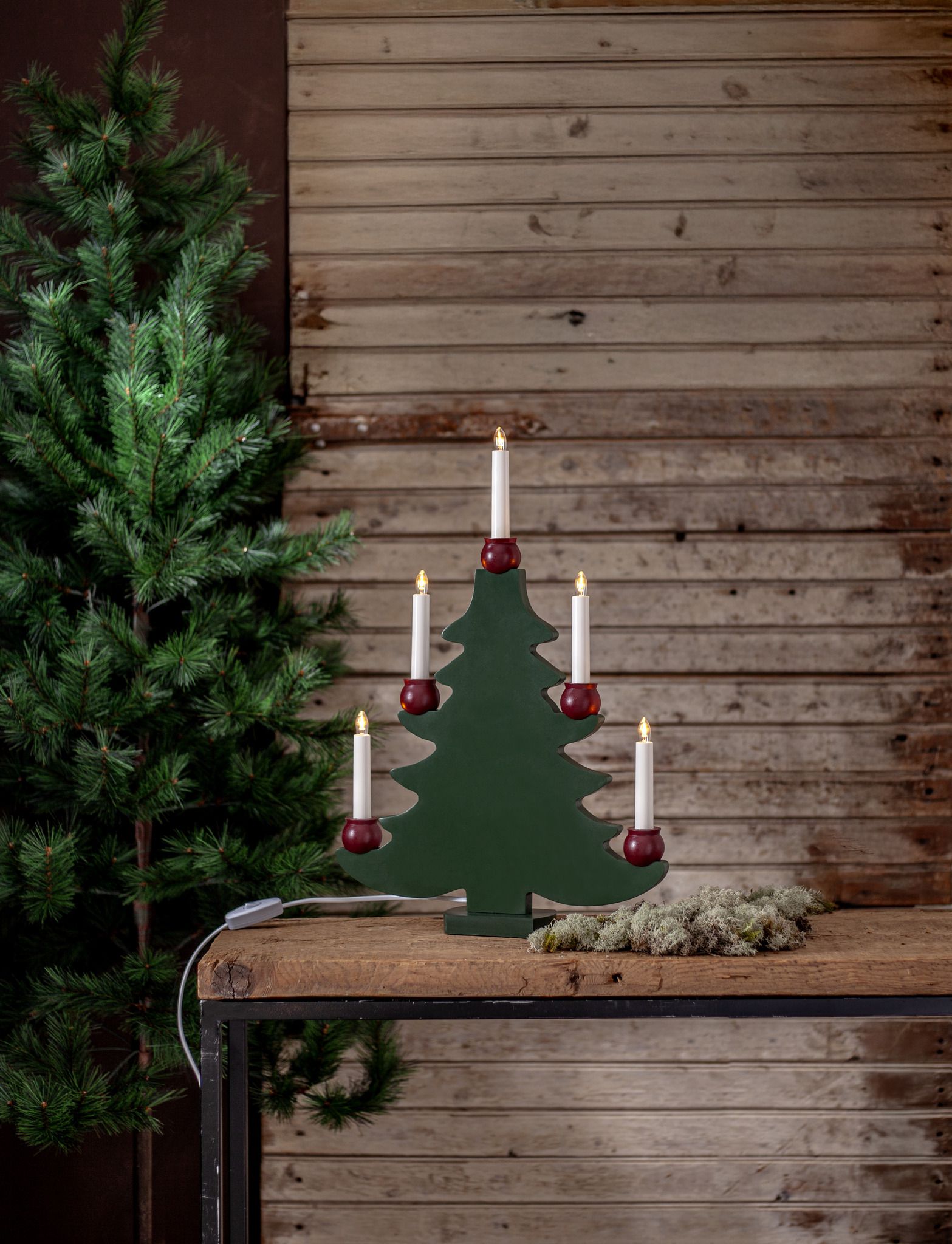 Kerzenleuchter Mora - Indoor, Grün, 53.00cm Höhe