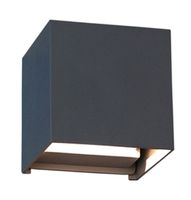 LED Wandanbauleuchte CUBE Up/Down - 6W, 2x300lm, 3000K, IP54, CRI 80, 2x8-80° (verstel.), anthrazit, nicht dim., L=102mm, B=100, H=100mm