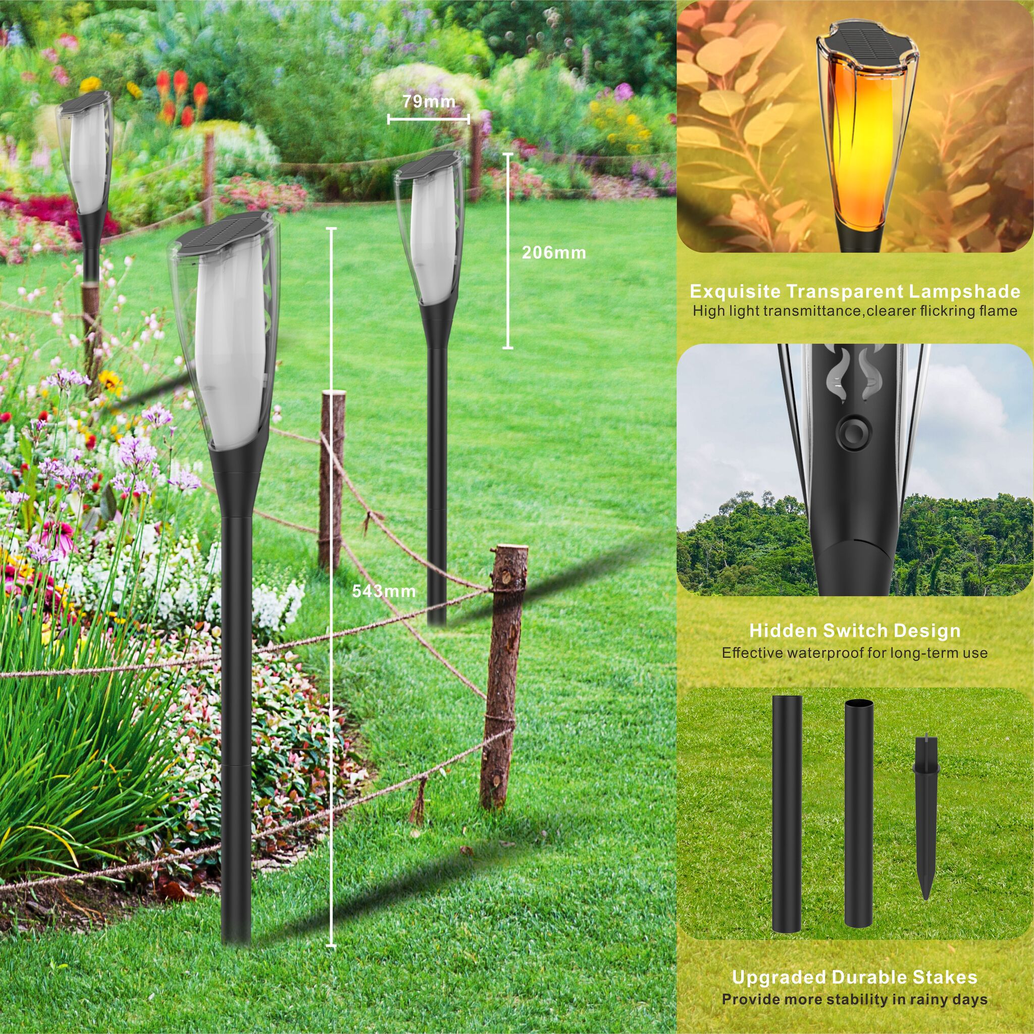 Duopack Solar-Stick Flamme hoch - Warmweiss, IP44