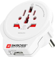 Country adattore di viaggio - World to Europe USB - Out: Schuko, 1xUSB-A, In: CH, Italien, BRA, UK, USA/Japan, 2-Pol EU, AUS/China