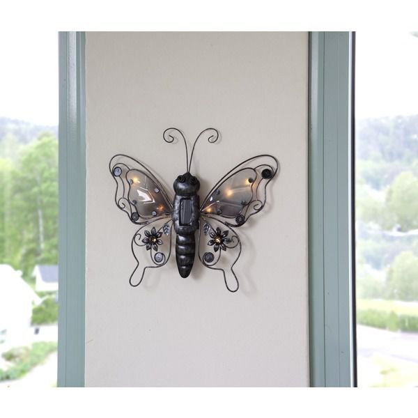 Solar Decoration Butterfly - Schwarz, Lichtfarbe Weiss