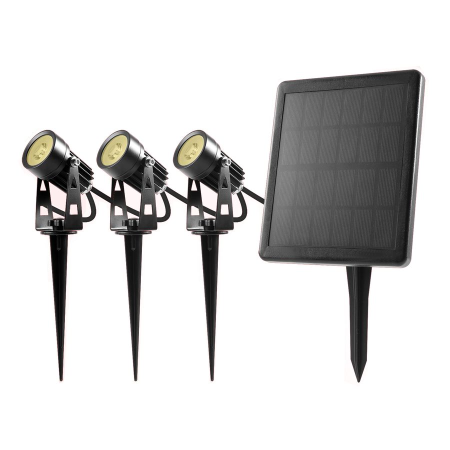 Solar-Gartenstrahler SIMON LED - IP65, 3000K, Solarpanel 6V, 5W. 70lm pro Leuchte, 3er Set, 3 x 1W