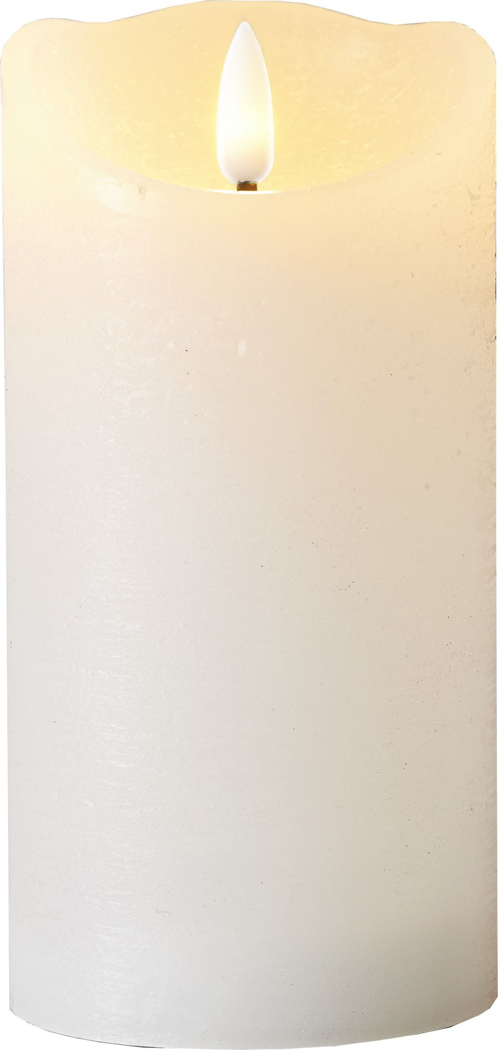 LED Pillar Kerze Flamme Rustic - Indoor, Weiss, 15.00 cm Höhe,  Timerfunktion