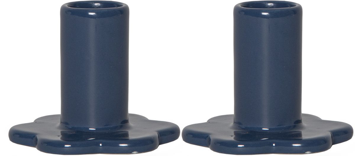 Kerzenhalter 2-p Bloom - Indoor, Blau, 6.00cm Höhe