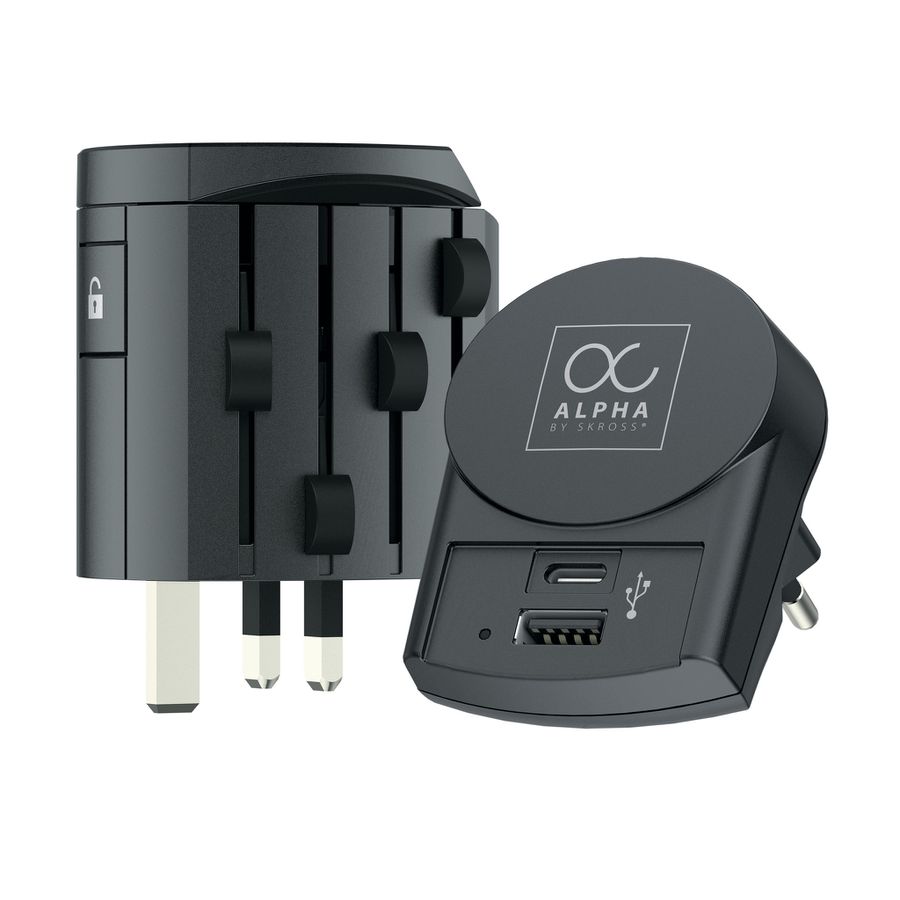 Alpha Europe USB Charger A/C - Out: CH, Schuko, IT, UK, BRA, USA, AUS/China, In: CH, Schuko, IT, UK, BRA, USA/Japan, AUS/China
