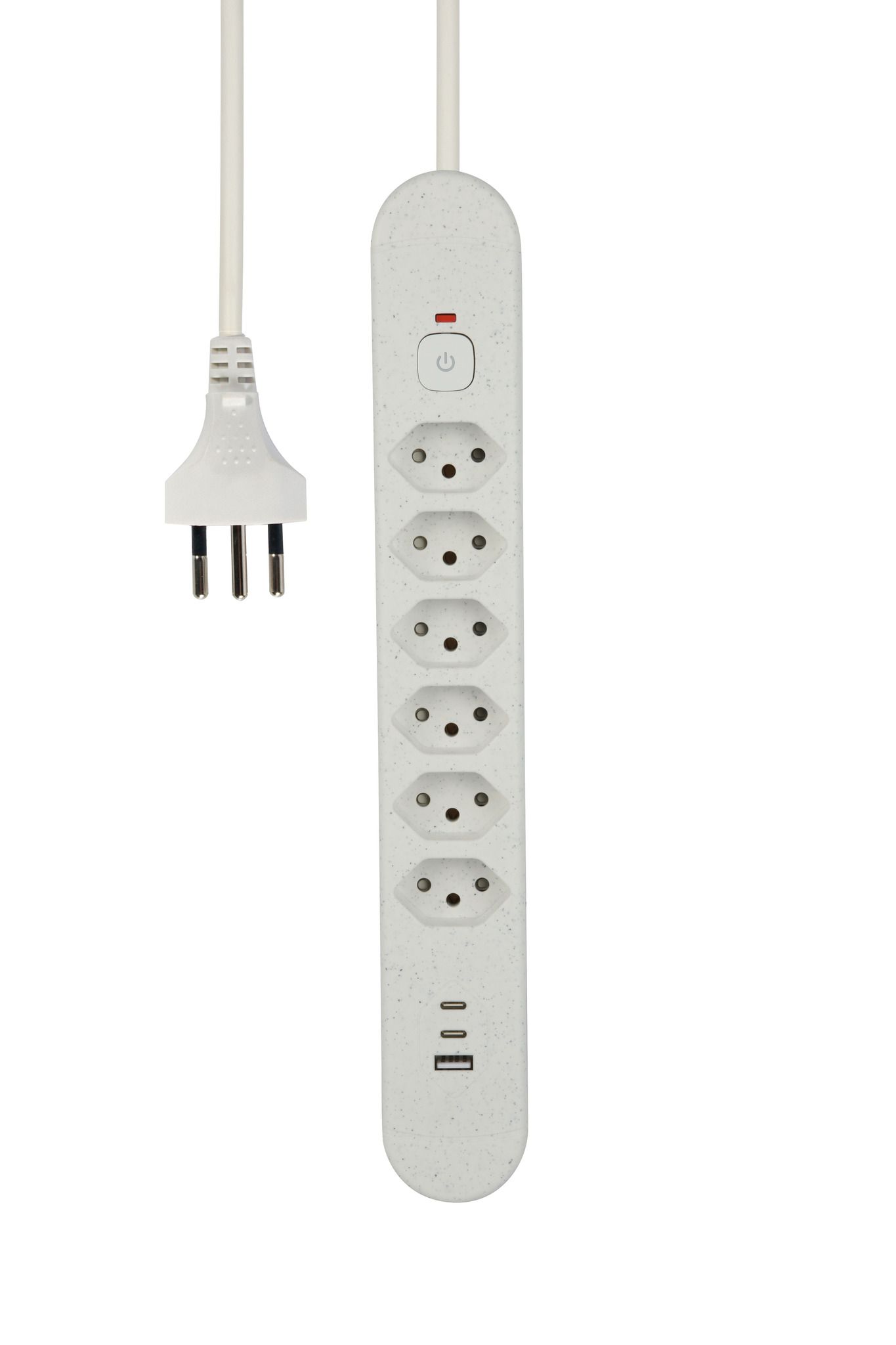 Steckdosenleiste Re:Life USB - 6x T13. 2x USB-C + 1x USB-A, 1.8m Kabel, weiss