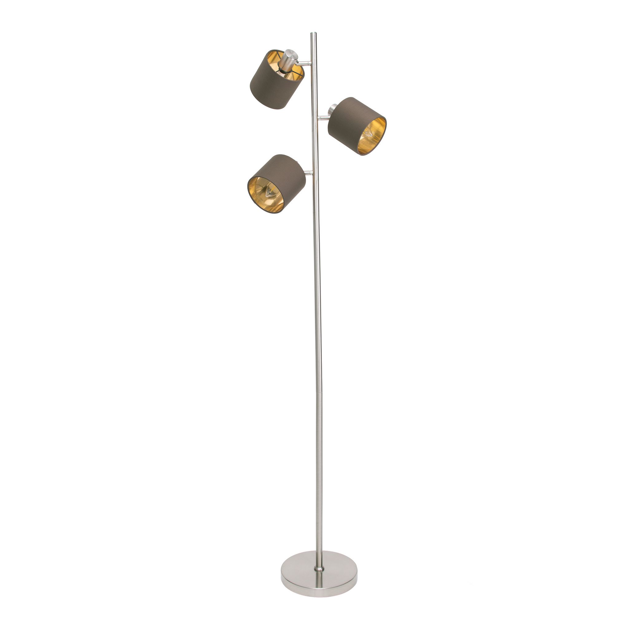 Stehleuchte MARON G - E14, max. 3x40W, IP20, nickel + braun + gold, nicht dimbar, exkl. Leuchtmittel, D=350mm, H=1528mm