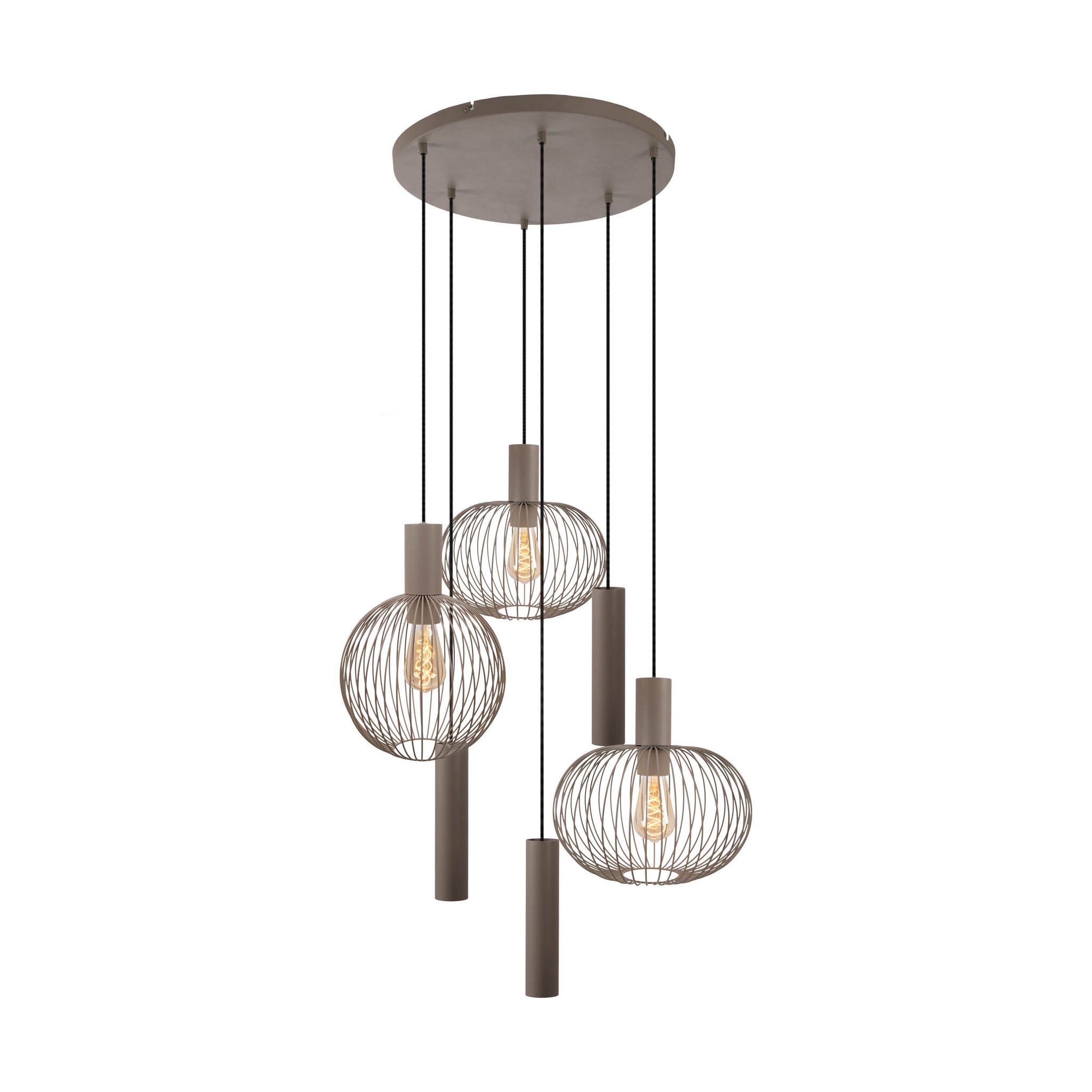 6er Pendelleuchte  TARELLIO  L: 62,4cm beige - IP20, E27, Beige