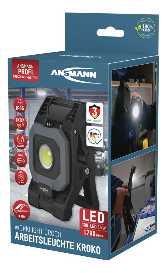 Arbeitsleuchte Croco WL1700R - 1700lm, IP65, Schwarz