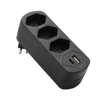 Abzweigstecker drehbar 3xT13 mit USB PD30W schwarz - Abzweigstecker drehbar 3xT13 mit USB PD30W schwarz